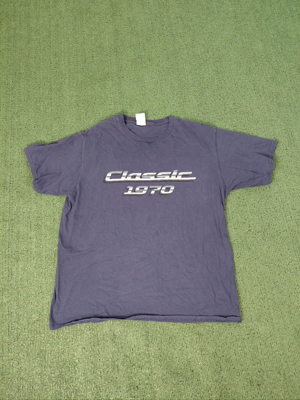 Classic 1970 Cars Vehicles Retro Navy Blue T Shirt Sz Large